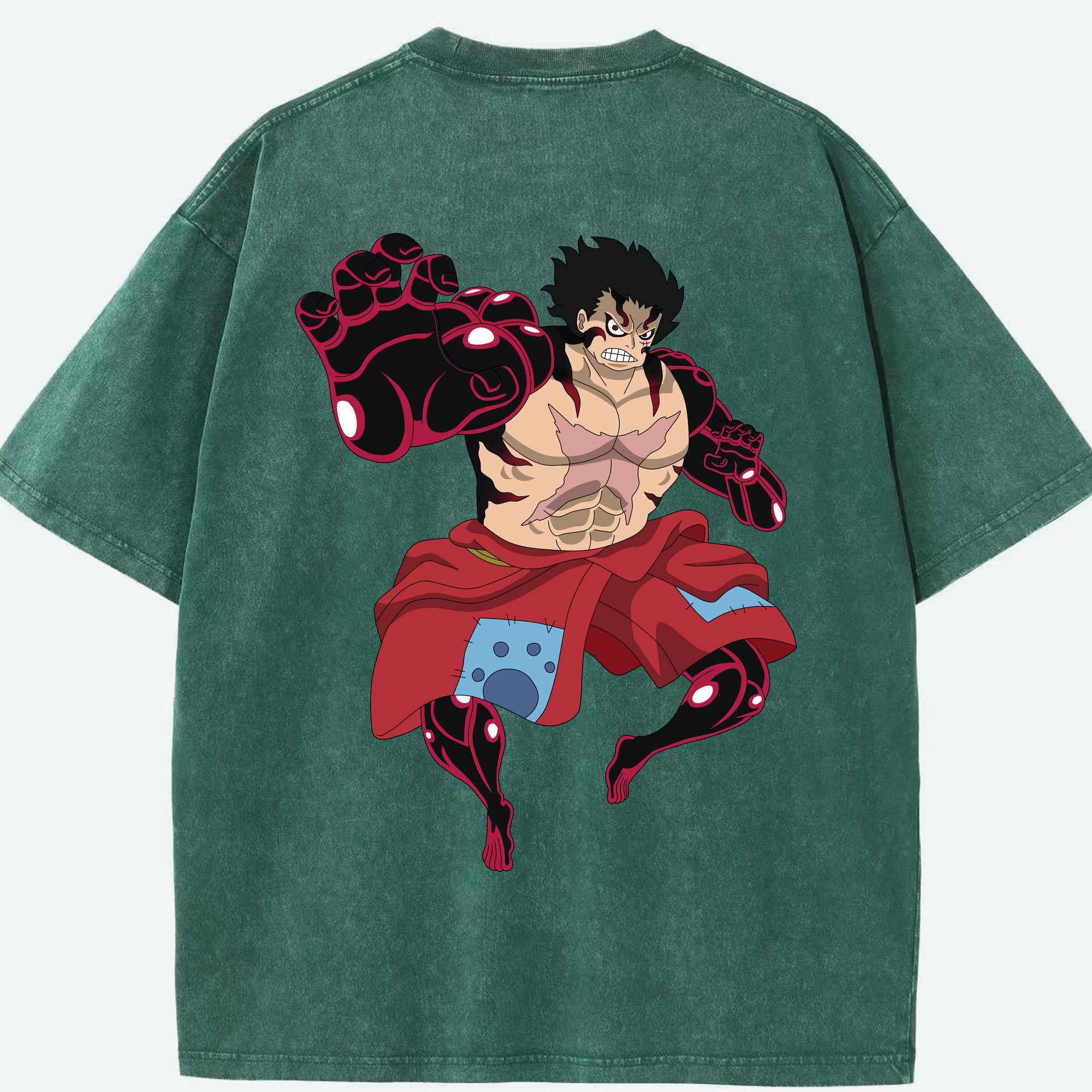 ワンピース モンキー・D・ルフィ ONE PIECE Monkey D. Luffy 綿100% ヴィンテージ風 半袖Tシャツ（背面プリント）